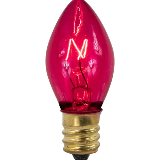 Outlet Pack of 25 Incandescent C7 Pink Christmas Replacement Bulbs Replacement Bulbs