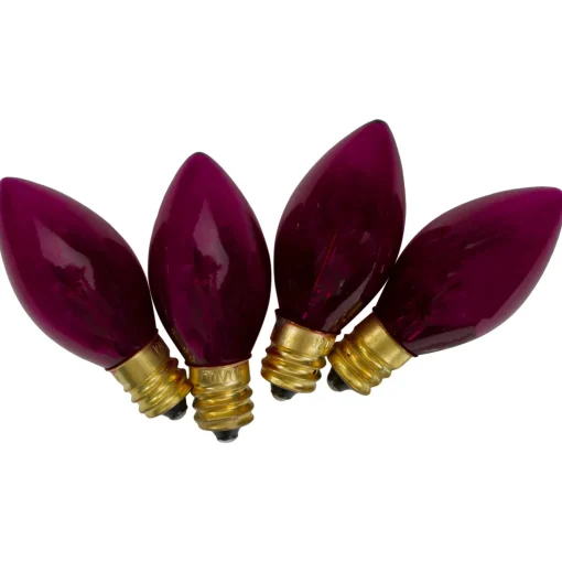 New Pack of 4 Pink Twinkle C7 Transparent Christmas Replacement Bulbs Replacement Bulbs