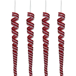 Best Pack of 4 Red and White Candy Curls Christmas Ornaments 7" Food & Beverage