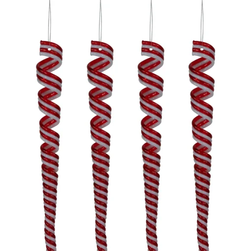 Best Pack of 4 Red and White Candy Curls Christmas Ornaments 7" Food & Beverage
