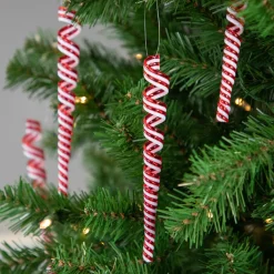 Best Pack of 4 Red and White Candy Curls Christmas Ornaments 7