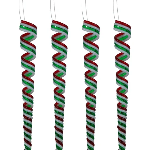 Outlet Pack of 4 Red, White and Green Candy Curls Christmas Ornaments 7" Food & Beverage