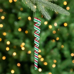 Outlet Pack of 4 Red, White and Green Candy Curls Christmas Ornaments 7" Food & Beverage