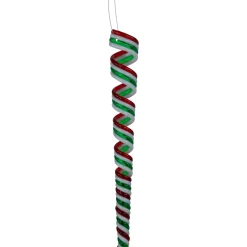 Outlet Pack of 4 Red, White and Green Candy Curls Christmas Ornaments 7