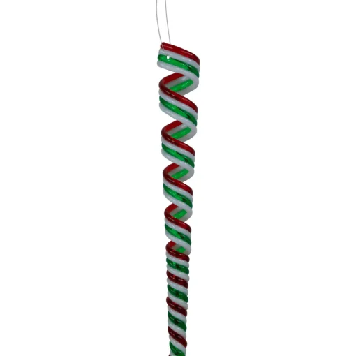 Outlet Pack of 4 Red, White and Green Candy Curls Christmas Ornaments 7" Food & Beverage