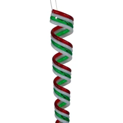 Outlet Pack of 4 Red, White and Green Candy Curls Christmas Ornaments 7