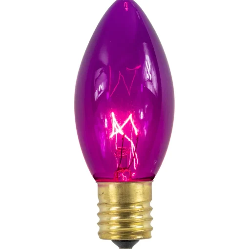 Outlet Pack of 25 Transparent Purple C9 Christmas Glass Replacement Bulbs Replacement Bulbs
