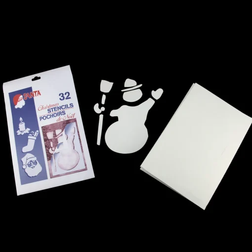 Clearance Pack of 32 White Santa Claus Christmas Art Stencils Novelty
