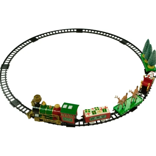 Outlet 22pc Battery Operated Lighted and Animated Christmas Train Set with Working Smokestack Trains