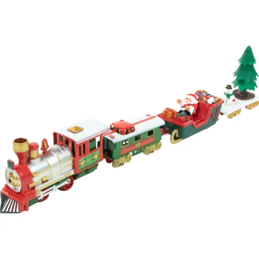 Outlet 31pc Battery Operated Lighted and Animated Christmas Tree Train Set with Sound Trains