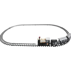 Outlet 14pc Black Battery Operated Lighted and Animated Classic Train Set Trains