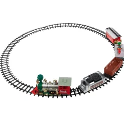 35pc Silver and Red Battery Operated Lighted and Animated Classic Train Set with Sound Trains