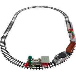 35pc Silver and Red Battery Operated Lighted and Animated Classic Train Set with Sound Trains
