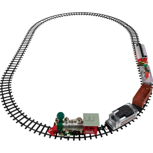 35pc Silver and Red Battery Operated Lighted and Animated Classic Train Set with Sound Trains