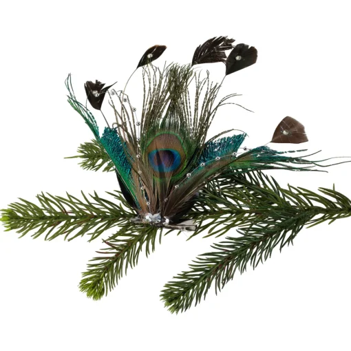 Hot Peacock Ocelli Feather Clip-On Christmas Ornament -6" Animals