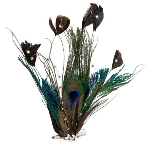 Hot Peacock Ocelli Feather Clip-On Christmas Ornament -6" Animals
