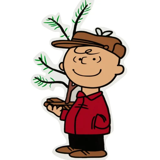 Outlet Peanuts Charlie Brown with Iconic Tree Double Sided Christmas Window Cling Decoration Window