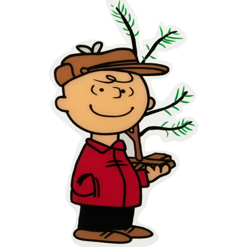 Outlet Peanuts Charlie Brown with Iconic Tree Double Sided Christmas Window Cling Decoration Window
