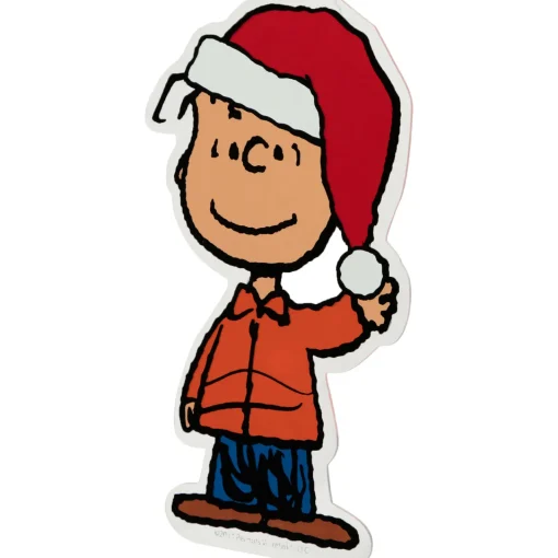 Outlet Peanuts Linus in Santa Hat Christmas Window Cling Decoration Window