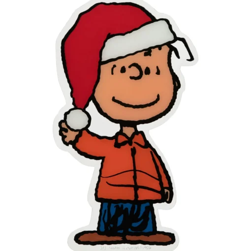 Outlet Peanuts Linus in Santa Hat Christmas Window Cling Decoration Window