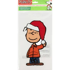 Outlet Peanuts Linus in Santa Hat Christmas Window Cling Decoration Window