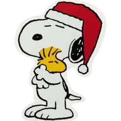 Peanuts Snoopy Hugs Woodstock Double Sided Christmas Window Cling Decoration - 7" Window