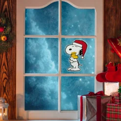 Peanuts Snoopy Hugs Woodstock Double Sided Christmas Window Cling Decoration - 7" Window
