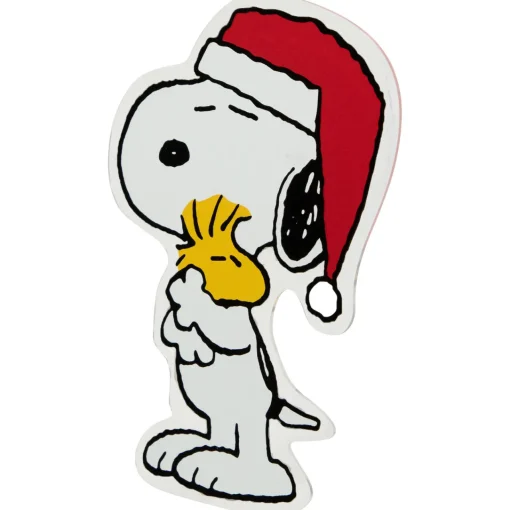 Peanuts Snoopy Hugs Woodstock Double Sided Christmas Window Cling Decoration - 7" Window