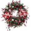 Clearance Peppermint Candy Artificial Pine Christmas Wreath - 42" - Unlit Pre Decorated
