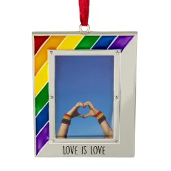 Outlet Picture Frame "Love is Love" Christmas Ornament - for 2.75" x 1.5" Photo - 3.5" Gay Pride