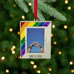 Outlet Picture Frame "Love is Love" Christmas Ornament - for 2.75" x 1.5" Photo - 3.5" Gay Pride