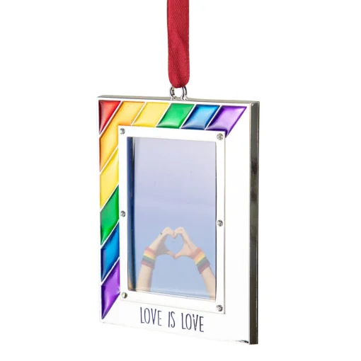 Outlet Picture Frame "Love is Love" Christmas Ornament - for 2.75" x 1.5" Photo - 3.5" Gay Pride