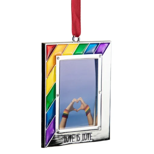Outlet Picture Frame "Love is Love" Christmas Ornament - for 2.75" x 1.5" Photo - 3.5" Gay Pride