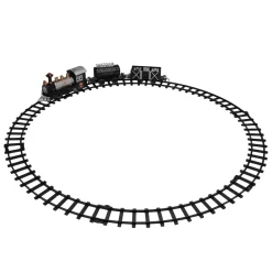 Clearance 9-Piece Battery Operated Black and Silver Lighted & Animated Classic Train Set with Sound Trains