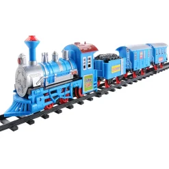 Best 14-Piece Blue Lighted and Animated Classic Cartoon Train Set with Sound Trains