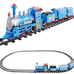 Best 14-Piece Blue Lighted and Animated Classic Cartoon Train Set with Sound Trains