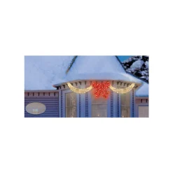 Online 3-Piece Lighted Red and White Bow and Swag Christmas Decoration Novelty