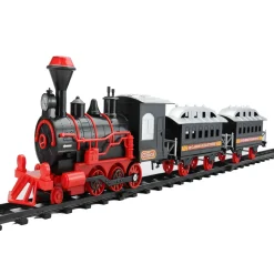 Outlet 13-Piece Red and Black Battery Operated Lighted and Animated Train Set with Sound Trains