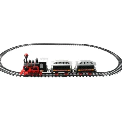 Outlet 13-Piece Red and Black Battery Operated Lighted and Animated Train Set with Sound Trains