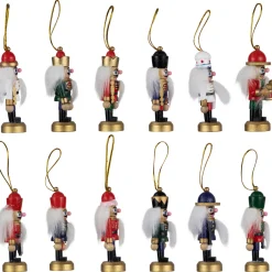 Discount 12-Piece Red and Blue Mini Christmas Nutcracker Ornament Set 3.25