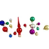 Best 16-Piece Set of Assorted Multi-Color Glass Ball Christmas Ornaments with Tree Topper Glass|Ball Ornaments