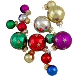 Best 16-Piece Set of Assorted Multi-Color Glass Ball Christmas Ornaments with Tree Topper Glass|Ball Ornaments