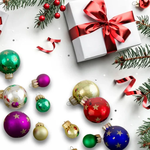 Best 16-Piece Set of Assorted Multi-Color Glass Ball Christmas Ornaments with Tree Topper Glass|Ball Ornaments
