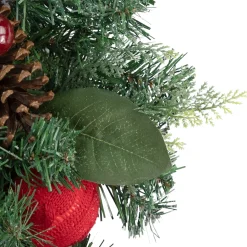 Online Pine Artificial Christmas Wreath with Bows and Plaid Ornaments - 24
