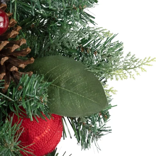 Online Pine Artificial Christmas Wreath with Bows and Plaid Ornaments - 24" - Unlit Unlit