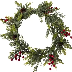 Clearance Pine Cone and Berries Winter Foliage Christmas Wreath - 16" - Unlit Unlit