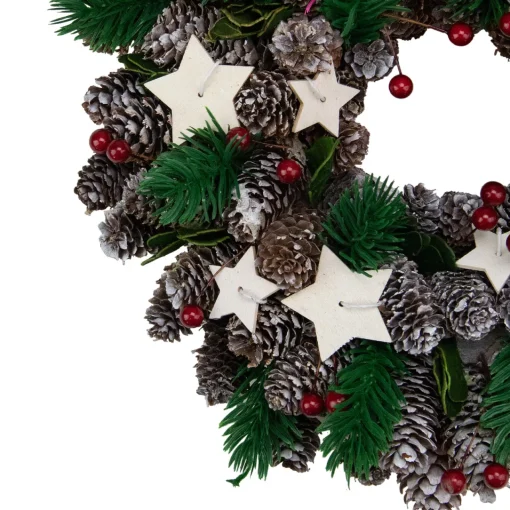 Clearance Pine Cone and Berries with Stars Artificial Christmas Wreath, 10-Inch, Unlit Unlit
