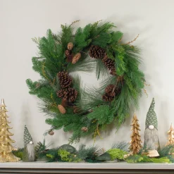Pine Cone and Cedar Artificial Christmas Wreath - 32-Inch, Unlit Unlit