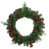 Pine Cones and Berries Artificial Christmas Wreath with Ribbon - 24" - Unlit Pre Decorated