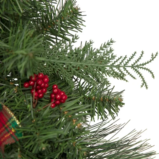 Pine Cones and Berries Artificial Christmas Wreath with Ribbon - 24" - Unlit Pre Decorated